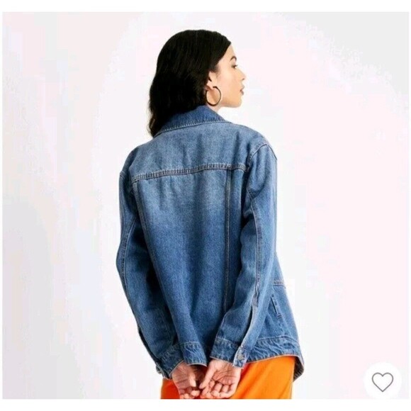 Future Collective Kahlana Barfield Brown Women's Asymmetrical Jean Jacket MED - Picture 7 of 12